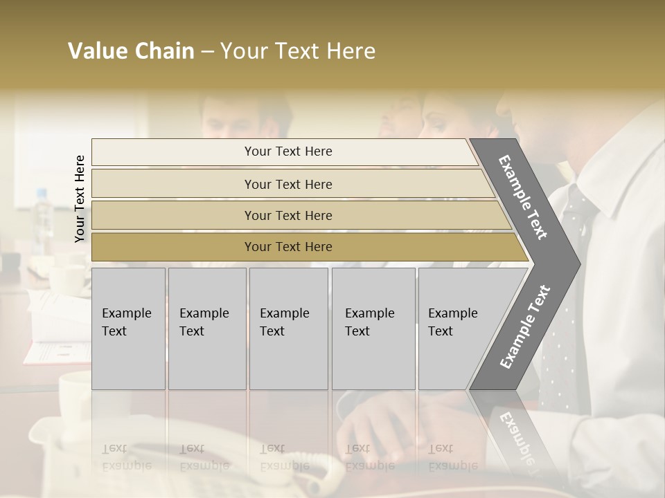 Group Of Business People Working Together At The Informal Meeting, Focus On Man In Foreground. PowerPoint Template