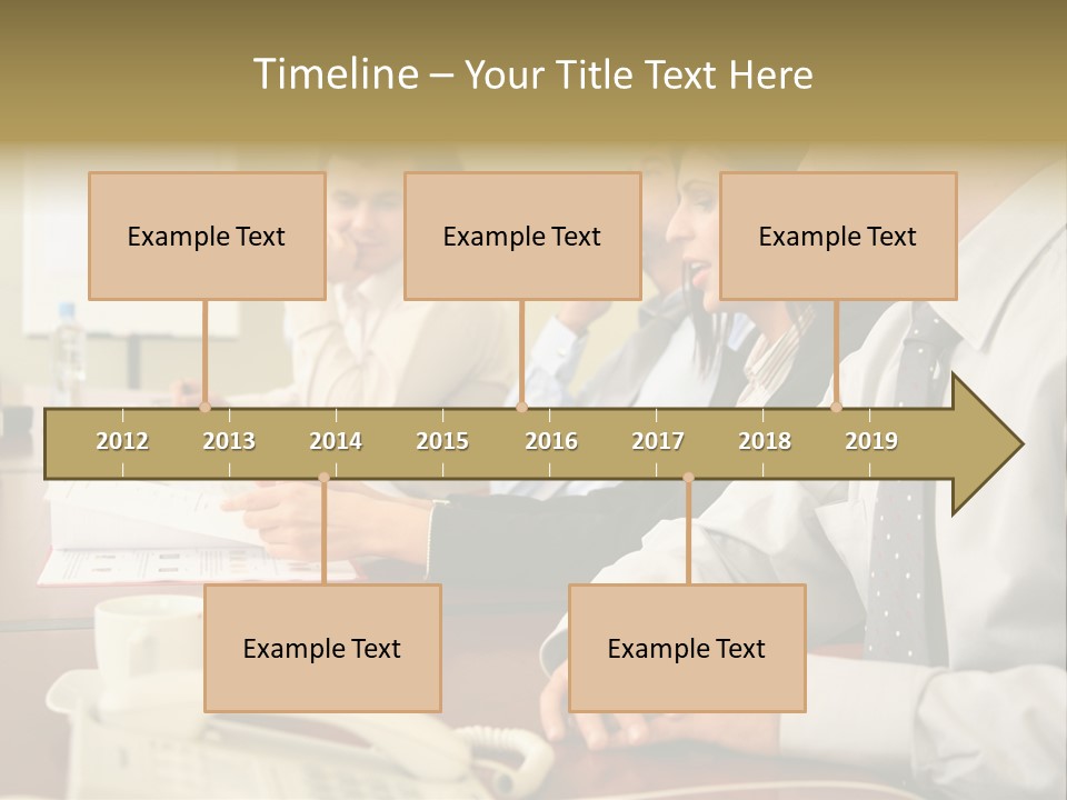 Group Of Business People Working Together At The Informal Meeting, Focus On Man In Foreground. PowerPoint Template