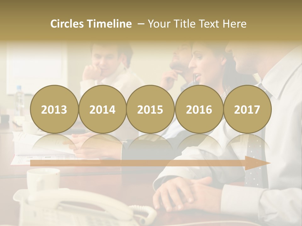 Group Of Business People Working Together At The Informal Meeting, Focus On Man In Foreground. PowerPoint Template