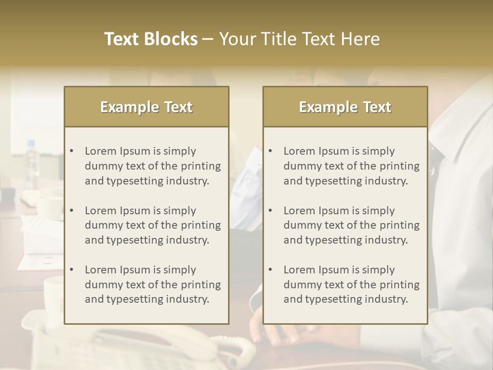 Group Of Business People Working Together At The Informal Meeting, Focus On Man In Foreground. PowerPoint Template