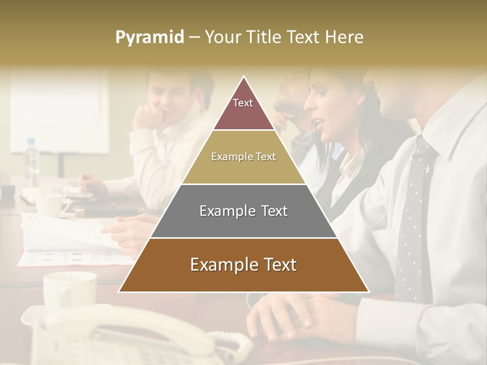 Group Of Business People Working Together At The Informal Meeting, Focus On Man In Foreground. PowerPoint Template