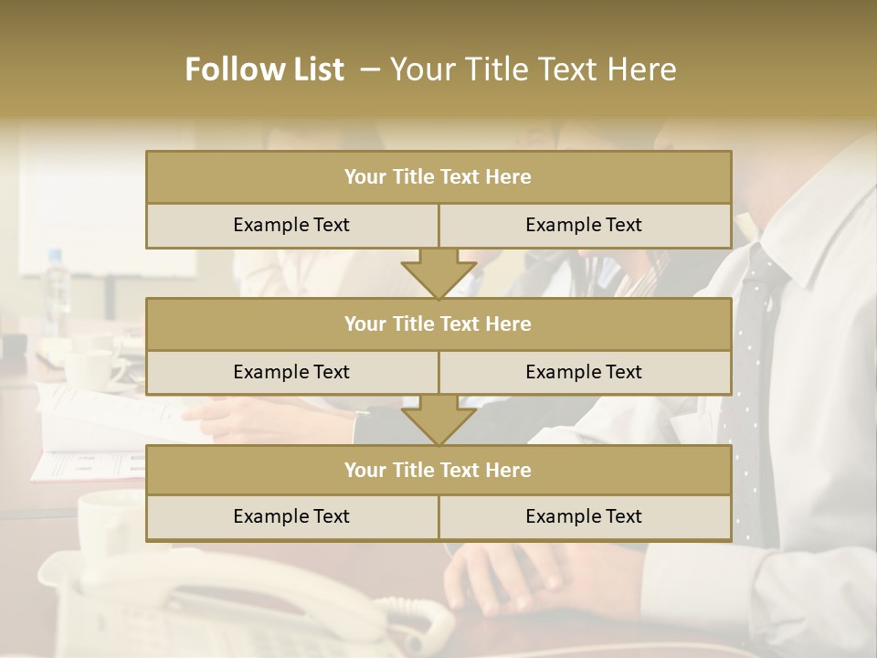 Group Of Business People Working Together At The Informal Meeting, Focus On Man In Foreground. PowerPoint Template