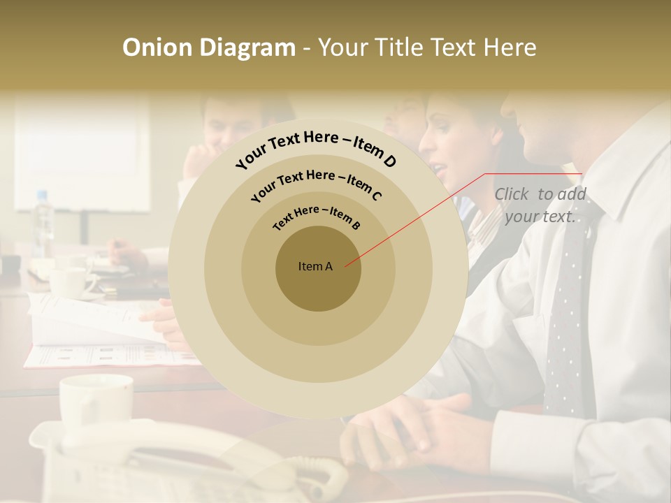 Group Of Business People Working Together At The Informal Meeting, Focus On Man In Foreground. PowerPoint Template