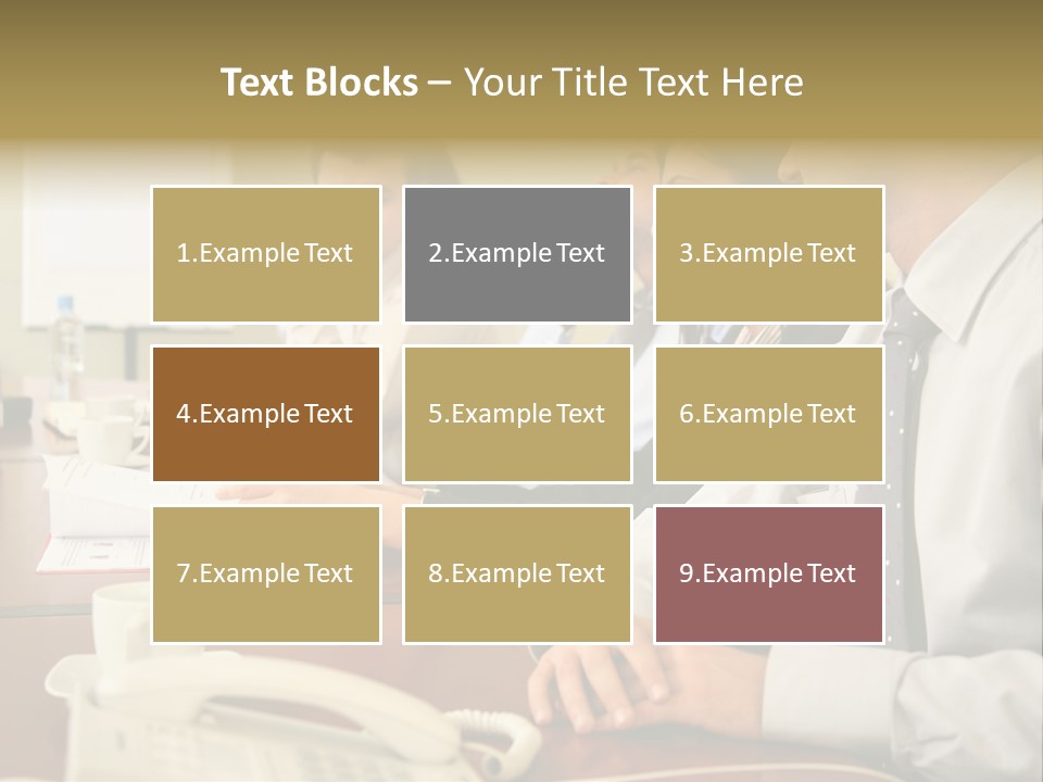 Group Of Business People Working Together At The Informal Meeting, Focus On Man In Foreground. PowerPoint Template