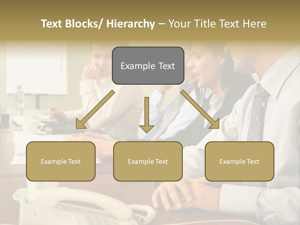 Group Of Business People Working Together At The Informal Meeting, Focus On Man In Foreground. PowerPoint Template