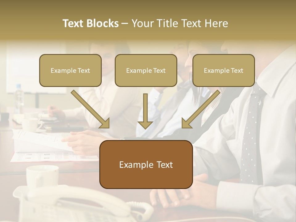 Group Of Business People Working Together At The Informal Meeting, Focus On Man In Foreground. PowerPoint Template