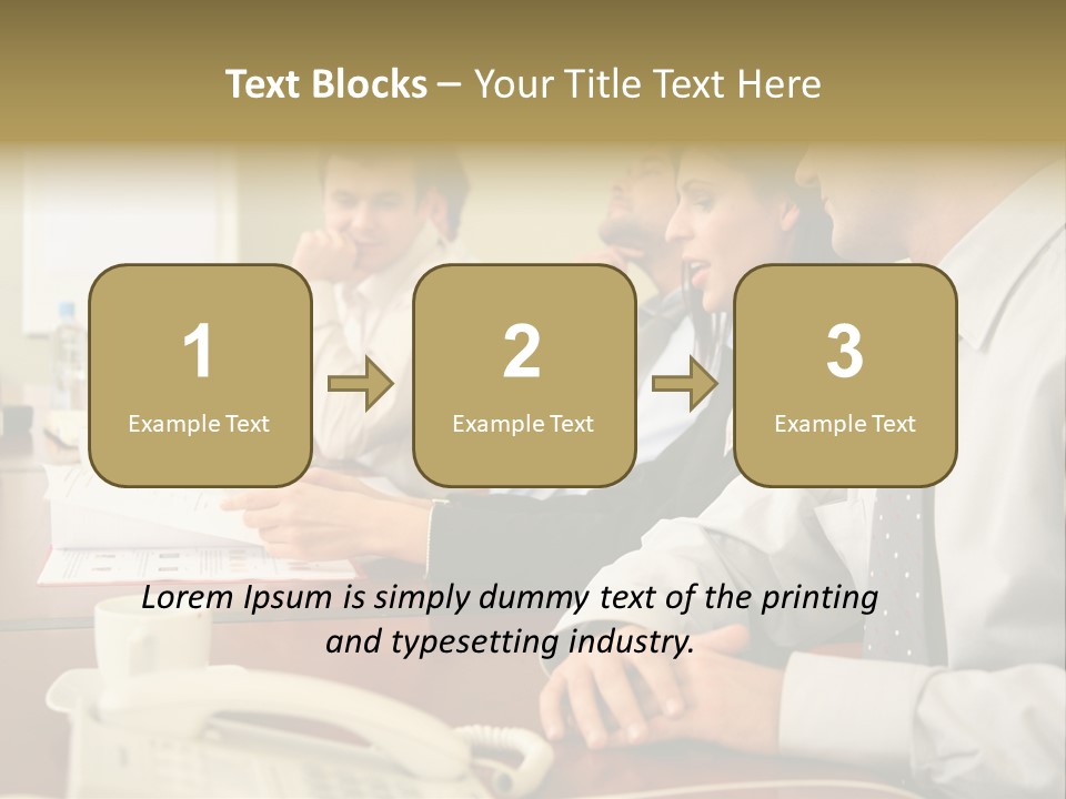 Group Of Business People Working Together At The Informal Meeting, Focus On Man In Foreground. PowerPoint Template