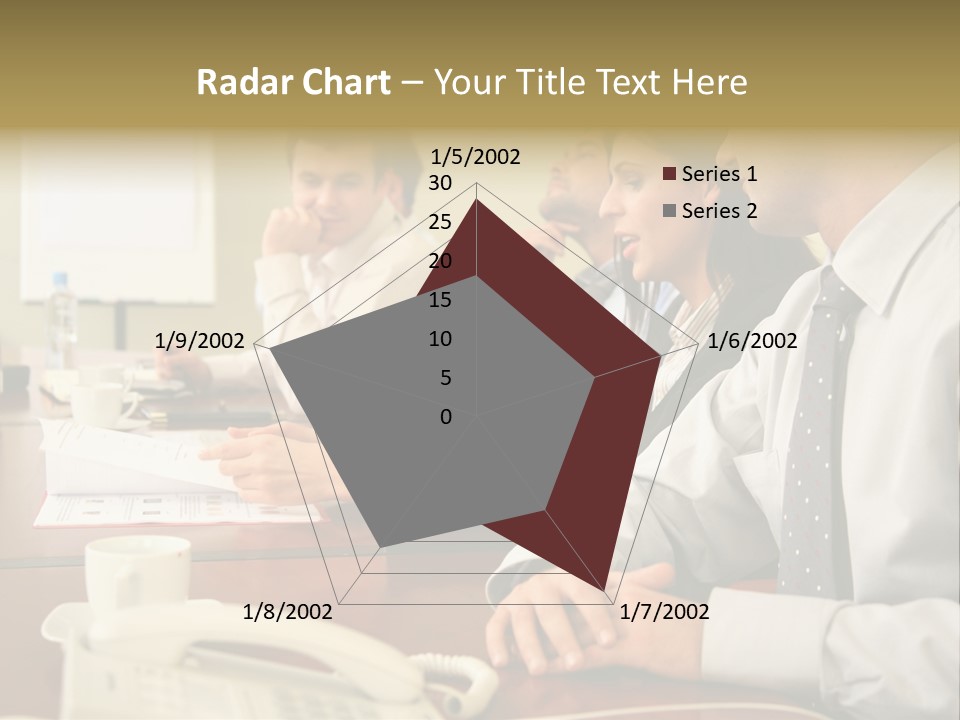 Group Of Business People Working Together At The Informal Meeting, Focus On Man In Foreground. PowerPoint Template