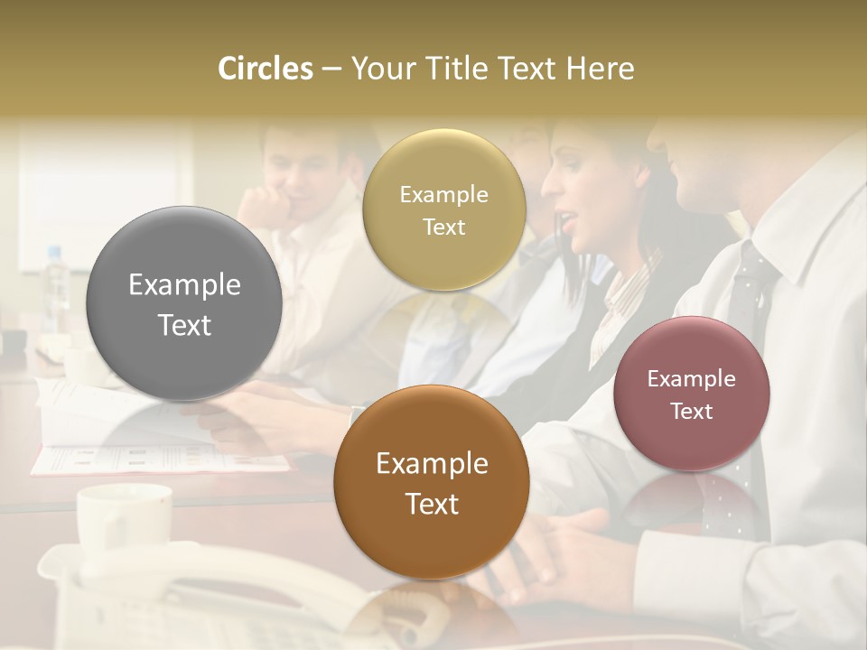 Group Of Business People Working Together At The Informal Meeting, Focus On Man In Foreground. PowerPoint Template