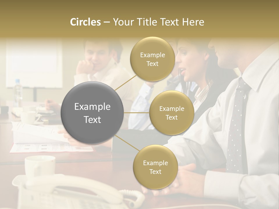 Group Of Business People Working Together At The Informal Meeting, Focus On Man In Foreground. PowerPoint Template