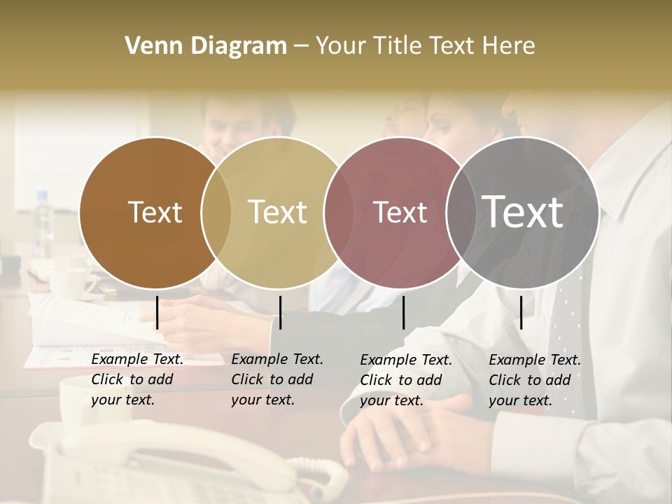 Group Of Business People Working Together At The Informal Meeting, Focus On Man In Foreground. PowerPoint Template