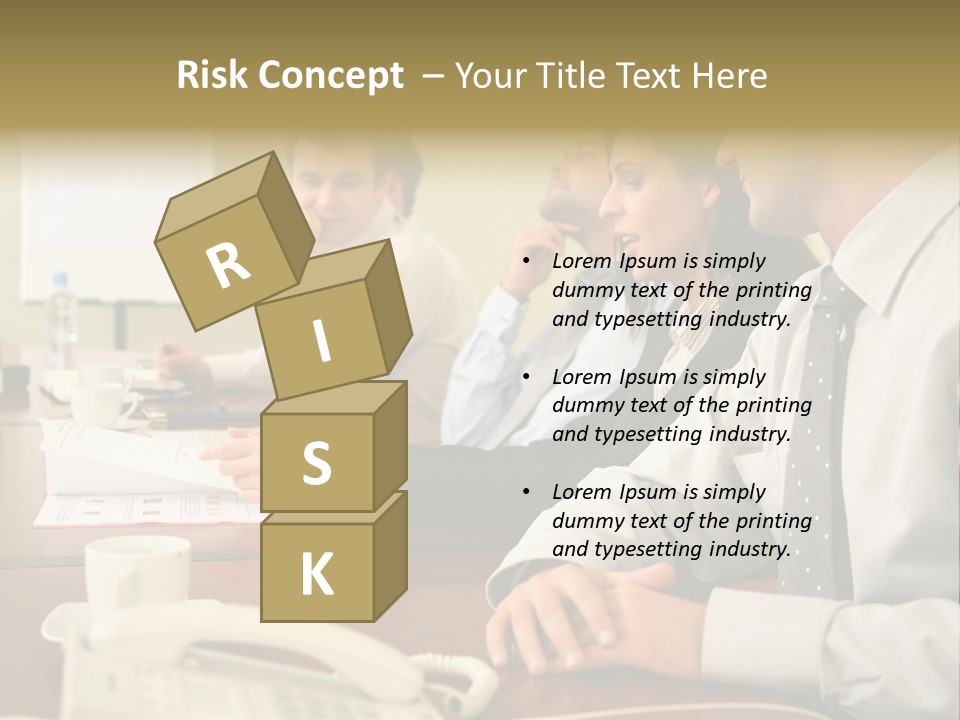 Group Of Business People Working Together At The Informal Meeting, Focus On Man In Foreground. PowerPoint Template