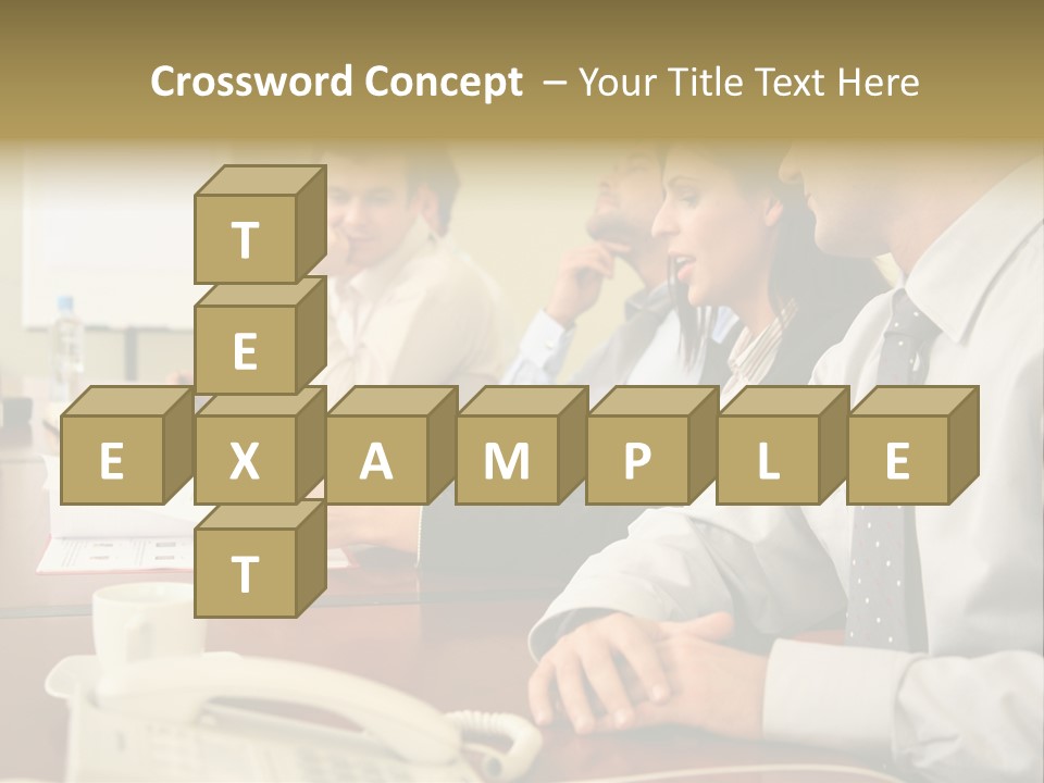 Group Of Business People Working Together At The Informal Meeting, Focus On Man In Foreground. PowerPoint Template