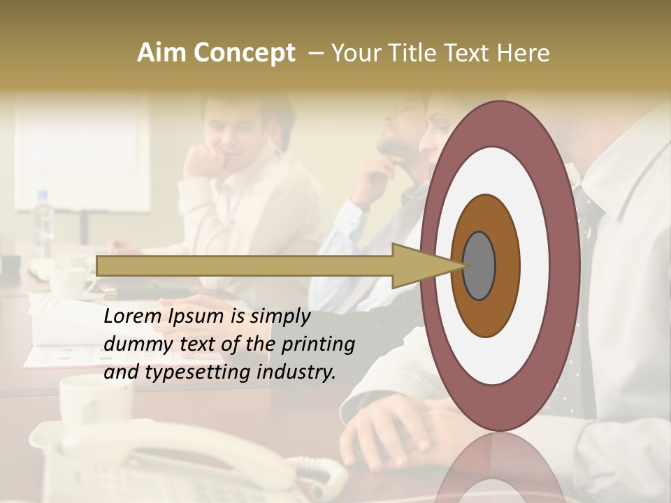 Group Of Business People Working Together At The Informal Meeting, Focus On Man In Foreground. PowerPoint Template