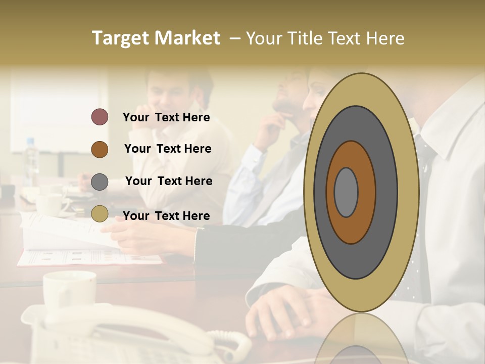 Group Of Business People Working Together At The Informal Meeting, Focus On Man In Foreground. PowerPoint Template