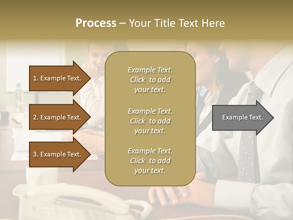 Group Of Business People Working Together At The Informal Meeting, Focus On Man In Foreground. PowerPoint Template