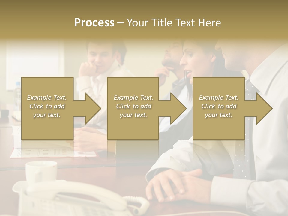 Group Of Business People Working Together At The Informal Meeting, Focus On Man In Foreground. PowerPoint Template