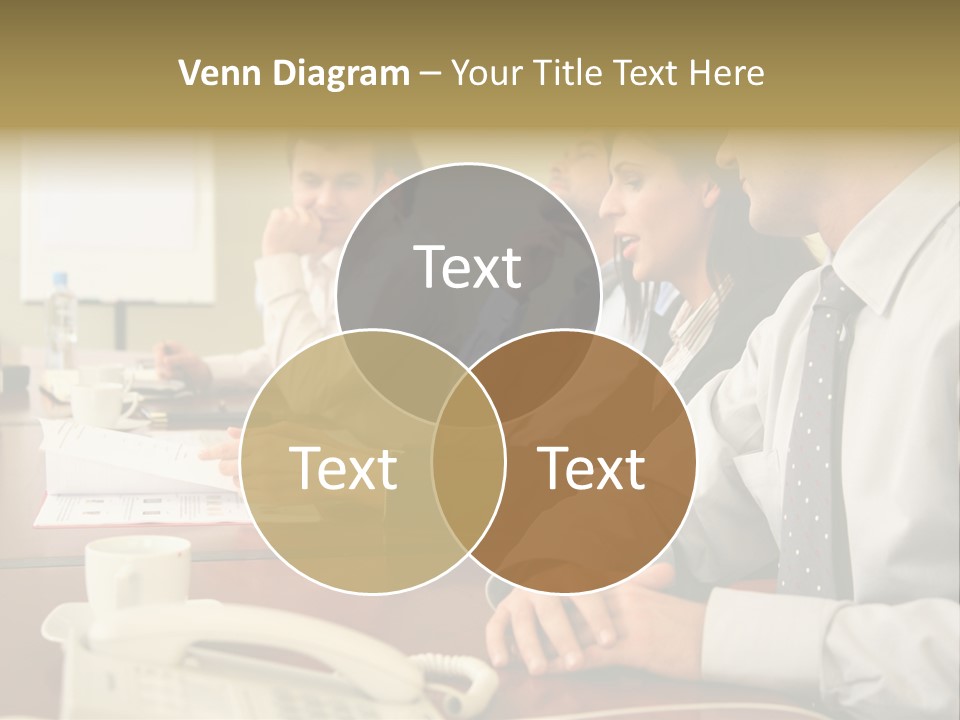 Group Of Business People Working Together At The Informal Meeting, Focus On Man In Foreground. PowerPoint Template