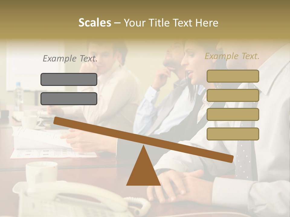 Group Of Business People Working Together At The Informal Meeting, Focus On Man In Foreground. PowerPoint Template