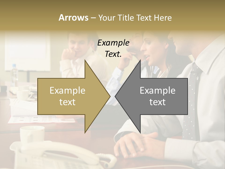Group Of Business People Working Together At The Informal Meeting, Focus On Man In Foreground. PowerPoint Template