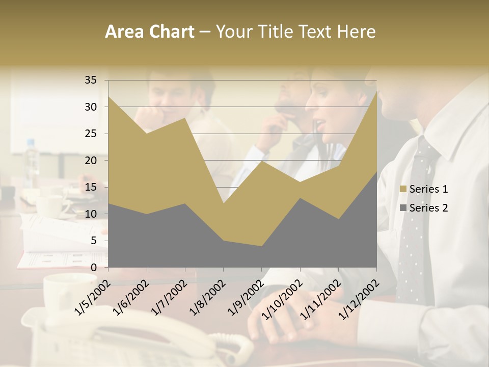 Group Of Business People Working Together At The Informal Meeting, Focus On Man In Foreground. PowerPoint Template