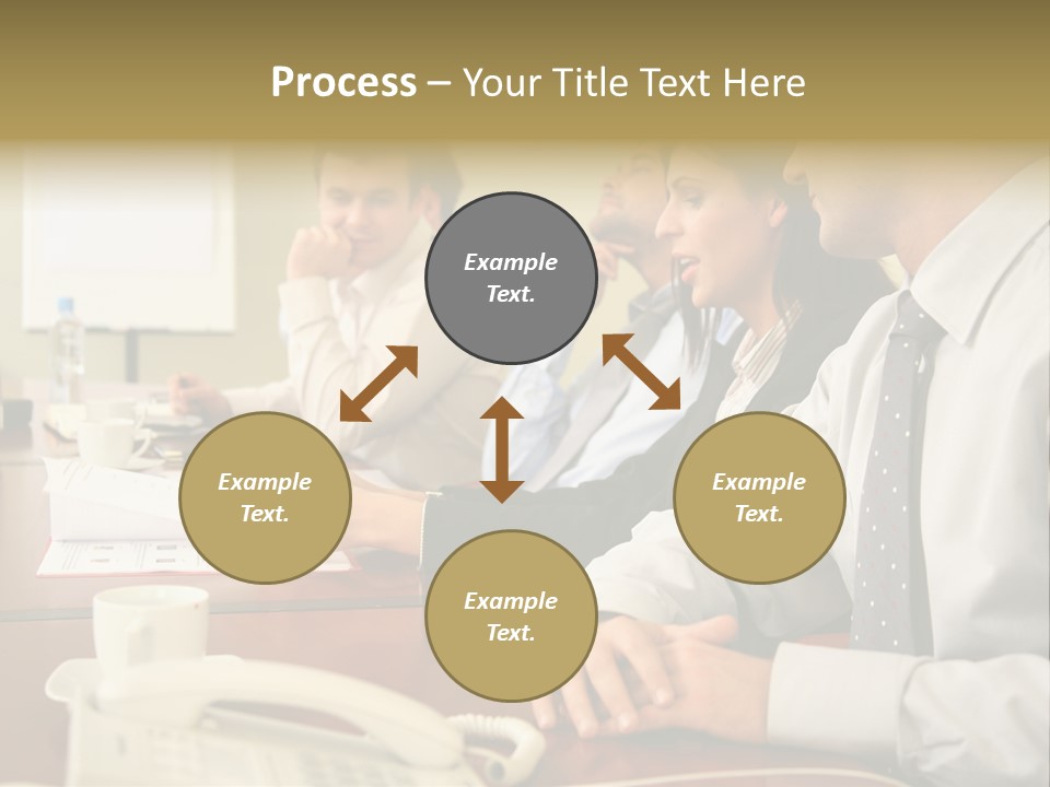 Group Of Business People Working Together At The Informal Meeting, Focus On Man In Foreground. PowerPoint Template