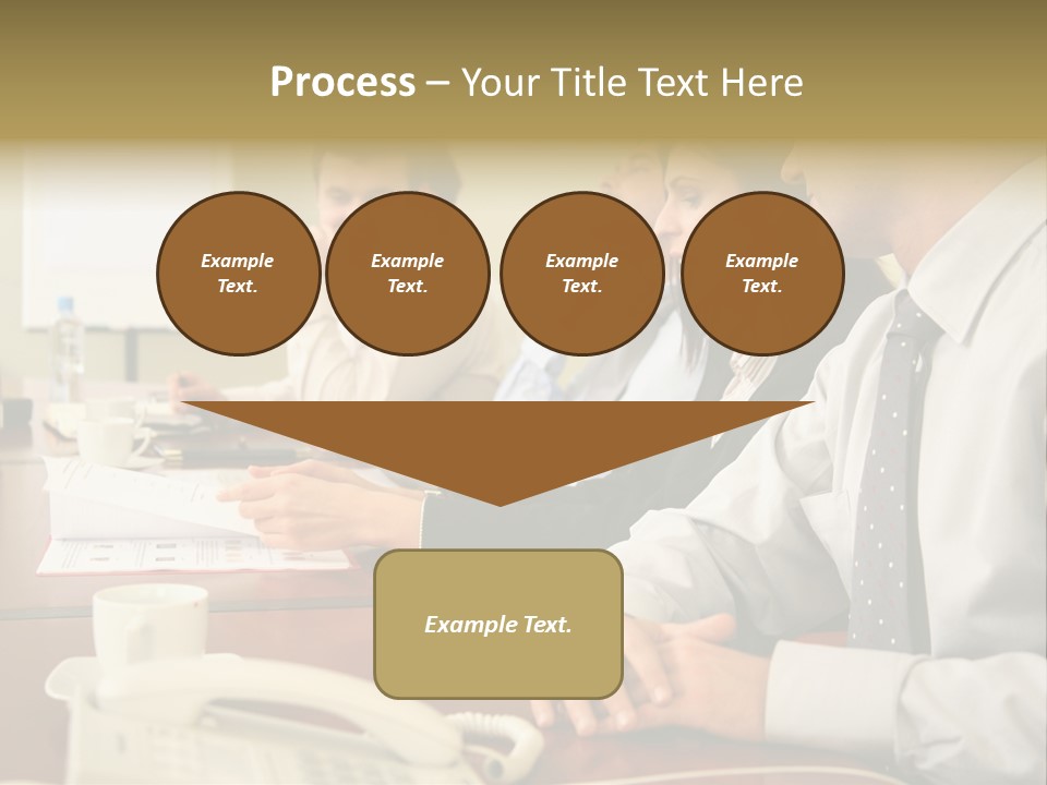 Group Of Business People Working Together At The Informal Meeting, Focus On Man In Foreground. PowerPoint Template