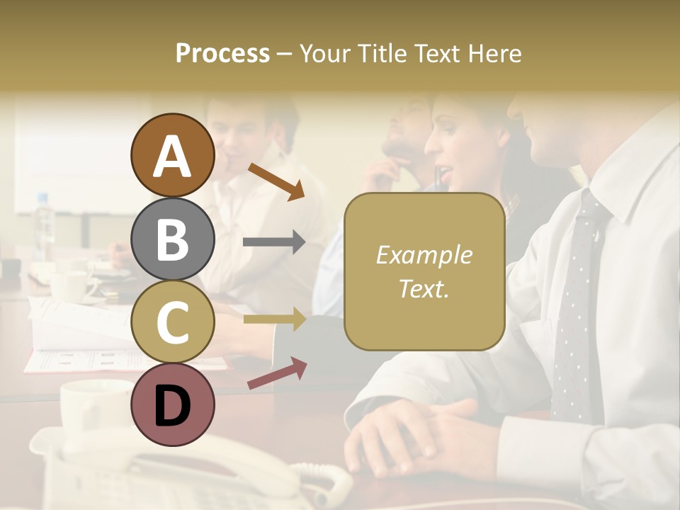 Group Of Business People Working Together At The Informal Meeting, Focus On Man In Foreground. PowerPoint Template