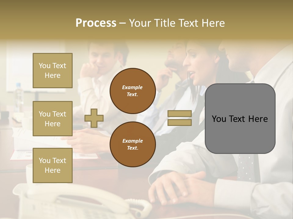 Group Of Business People Working Together At The Informal Meeting, Focus On Man In Foreground. PowerPoint Template