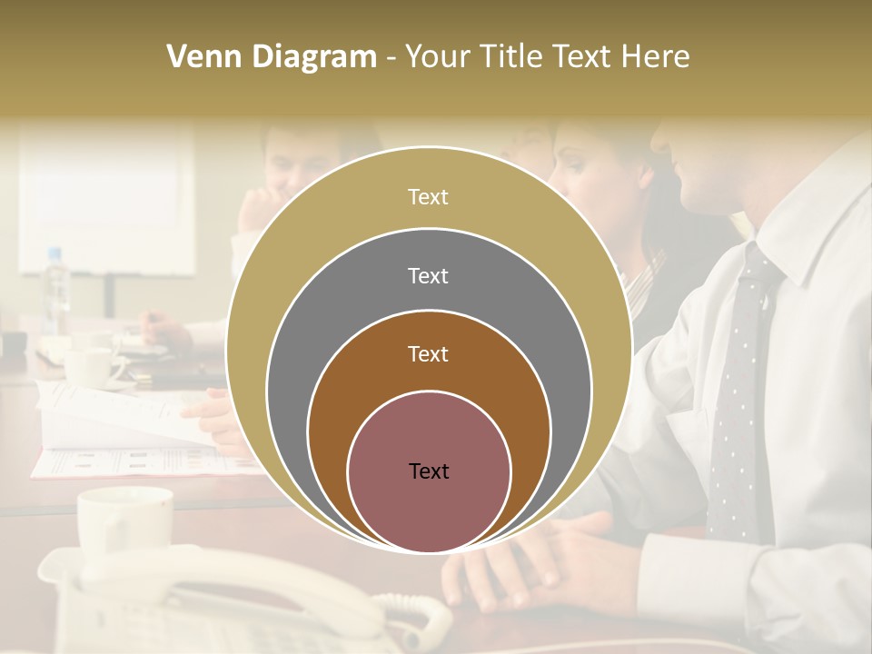 Group Of Business People Working Together At The Informal Meeting, Focus On Man In Foreground. PowerPoint Template