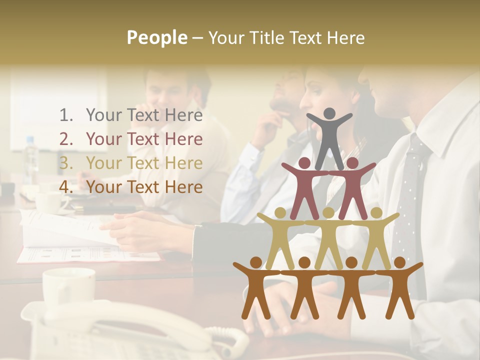 Group Of Business People Working Together At The Informal Meeting, Focus On Man In Foreground. PowerPoint Template