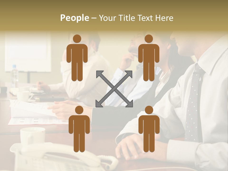 Group Of Business People Working Together At The Informal Meeting, Focus On Man In Foreground. PowerPoint Template