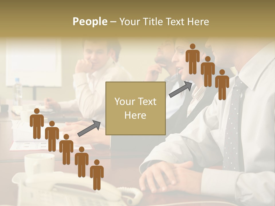 Group Of Business People Working Together At The Informal Meeting, Focus On Man In Foreground. PowerPoint Template