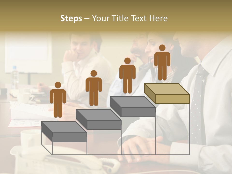 Group Of Business People Working Together At The Informal Meeting, Focus On Man In Foreground. PowerPoint Template