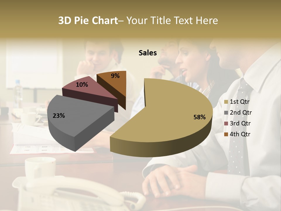 Group Of Business People Working Together At The Informal Meeting, Focus On Man In Foreground. PowerPoint Template