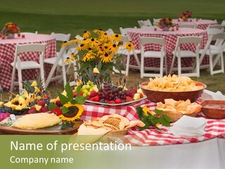 Fruit, Cheese And Cracker Display. PowerPoint Template
