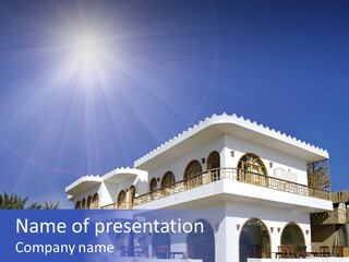 White Hotel On The Sea Front In Dahab, Red Sea, Sinai, Egypt PowerPoint Template