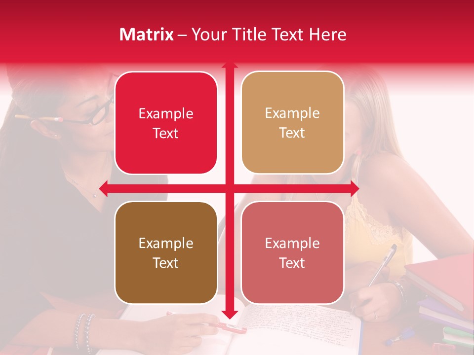 August Means Back To School, Teacher And Student Share Some One On One Instruction Time In A Classroom Environment Isolated Over White. PowerPoint Template
