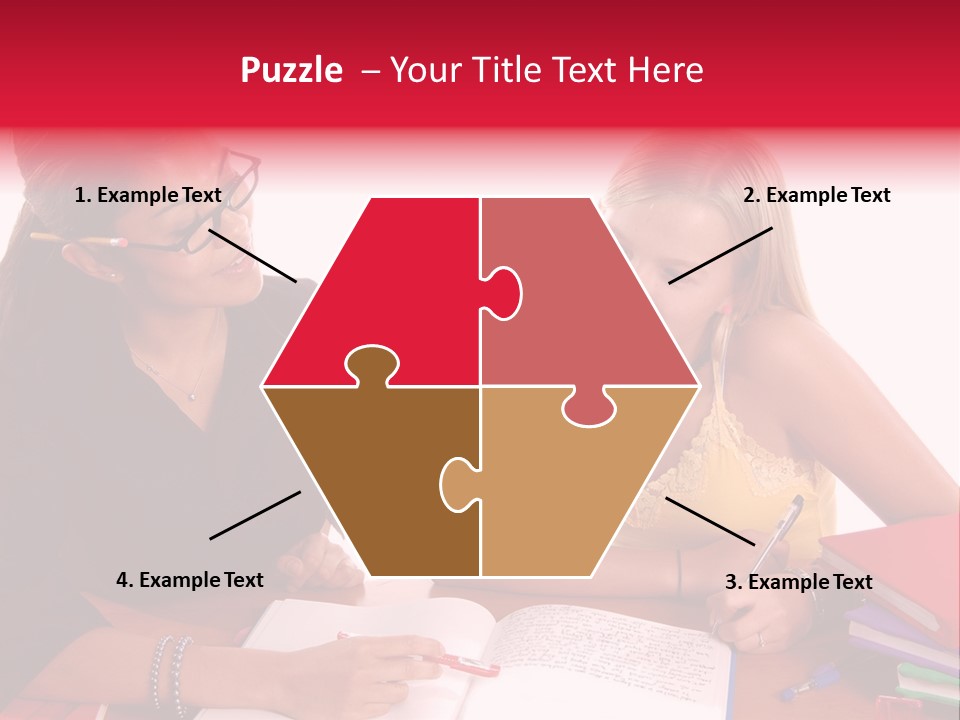 August Means Back To School, Teacher And Student Share Some One On One Instruction Time In A Classroom Environment Isolated Over White. PowerPoint Template