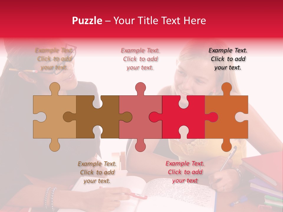 August Means Back To School, Teacher And Student Share Some One On One Instruction Time In A Classroom Environment Isolated Over White. PowerPoint Template