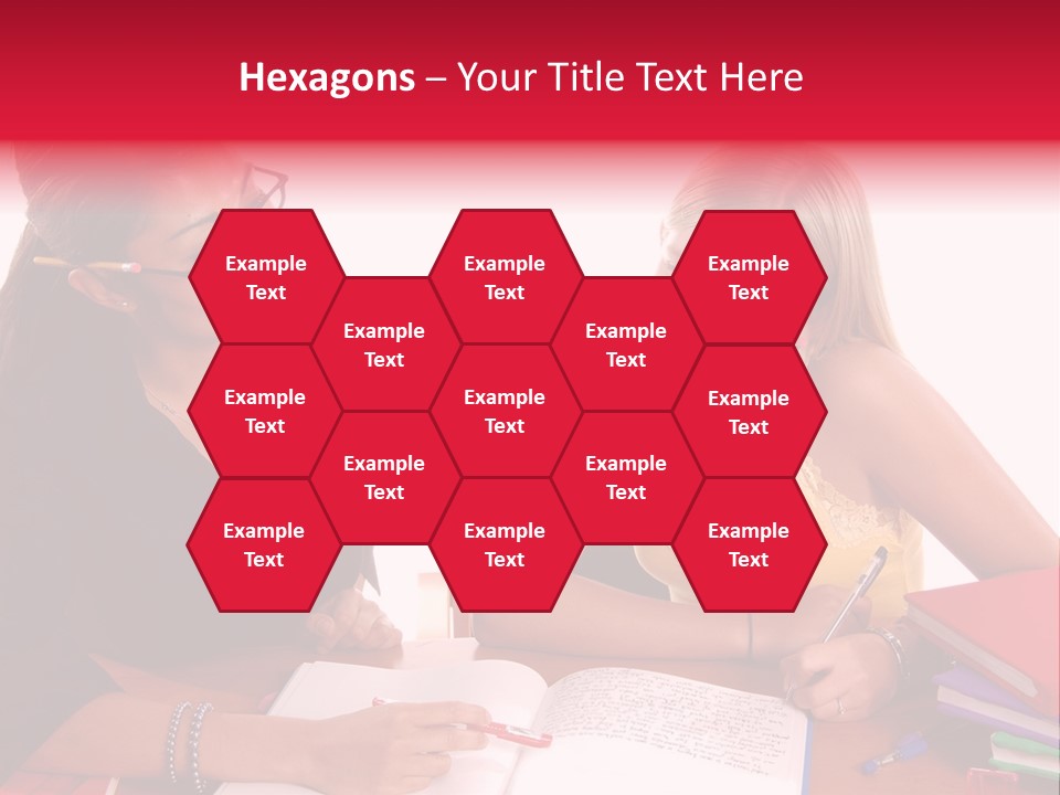 August Means Back To School, Teacher And Student Share Some One On One Instruction Time In A Classroom Environment Isolated Over White. PowerPoint Template