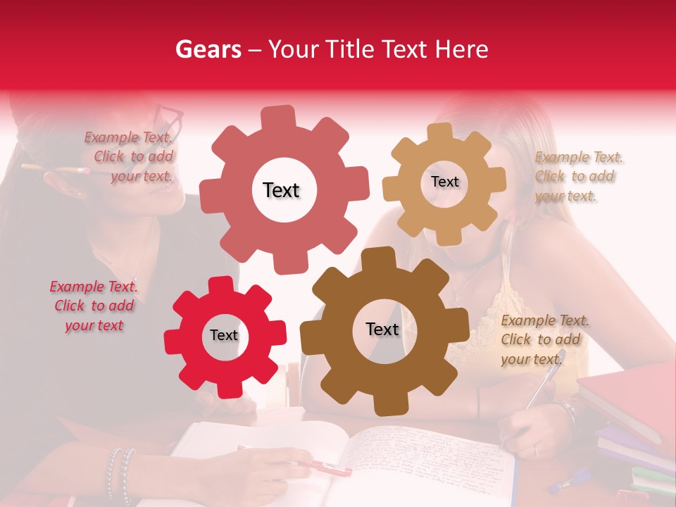 August Means Back To School, Teacher And Student Share Some One On One Instruction Time In A Classroom Environment Isolated Over White. PowerPoint Template
