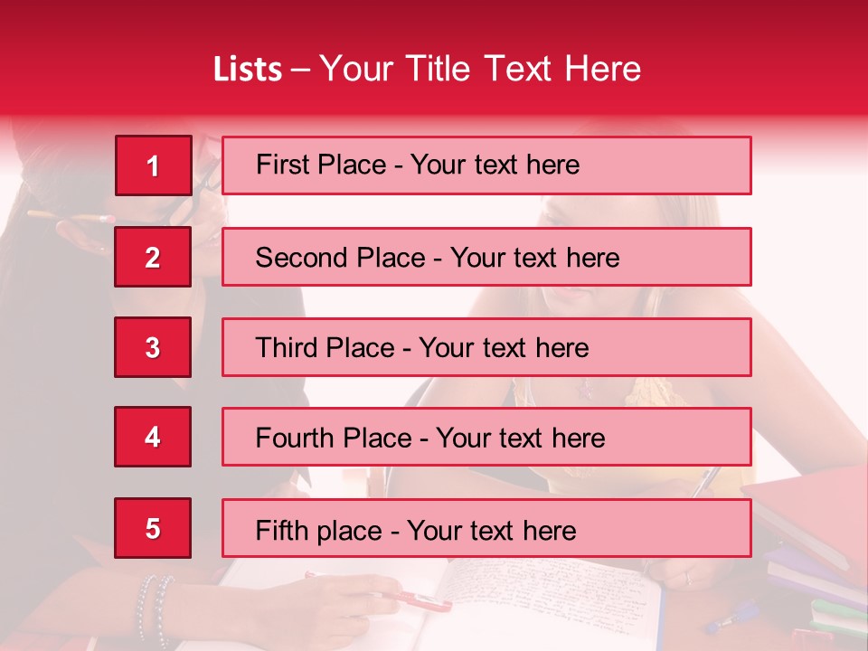 August Means Back To School, Teacher And Student Share Some One On One Instruction Time In A Classroom Environment Isolated Over White. PowerPoint Template