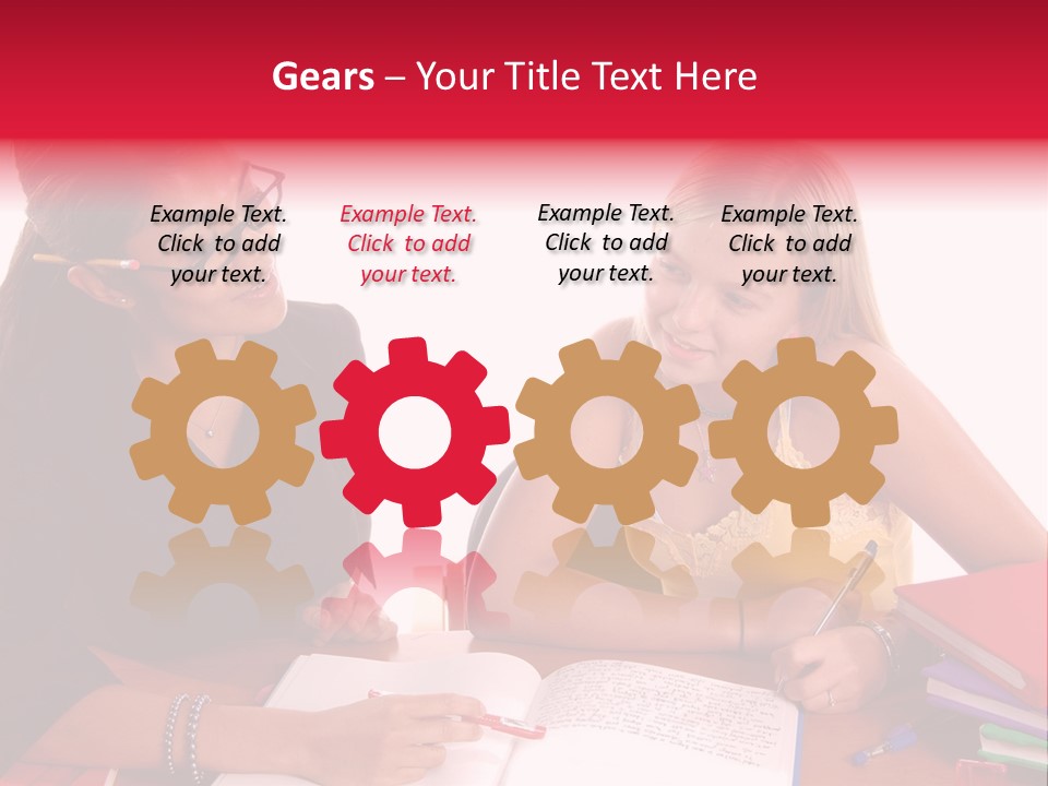 August Means Back To School, Teacher And Student Share Some One On One Instruction Time In A Classroom Environment Isolated Over White. PowerPoint Template