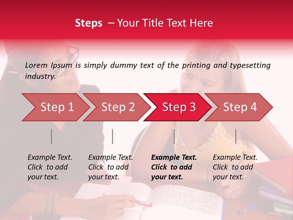 August Means Back To School, Teacher And Student Share Some One On One Instruction Time In A Classroom Environment Isolated Over White. PowerPoint Template