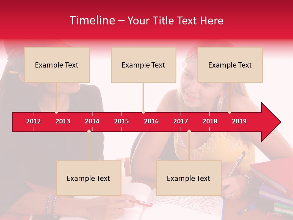 August Means Back To School, Teacher And Student Share Some One On One Instruction Time In A Classroom Environment Isolated Over White. PowerPoint Template