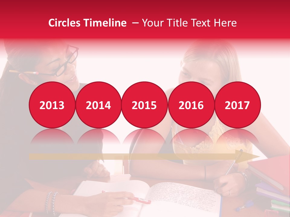 August Means Back To School, Teacher And Student Share Some One On One Instruction Time In A Classroom Environment Isolated Over White. PowerPoint Template