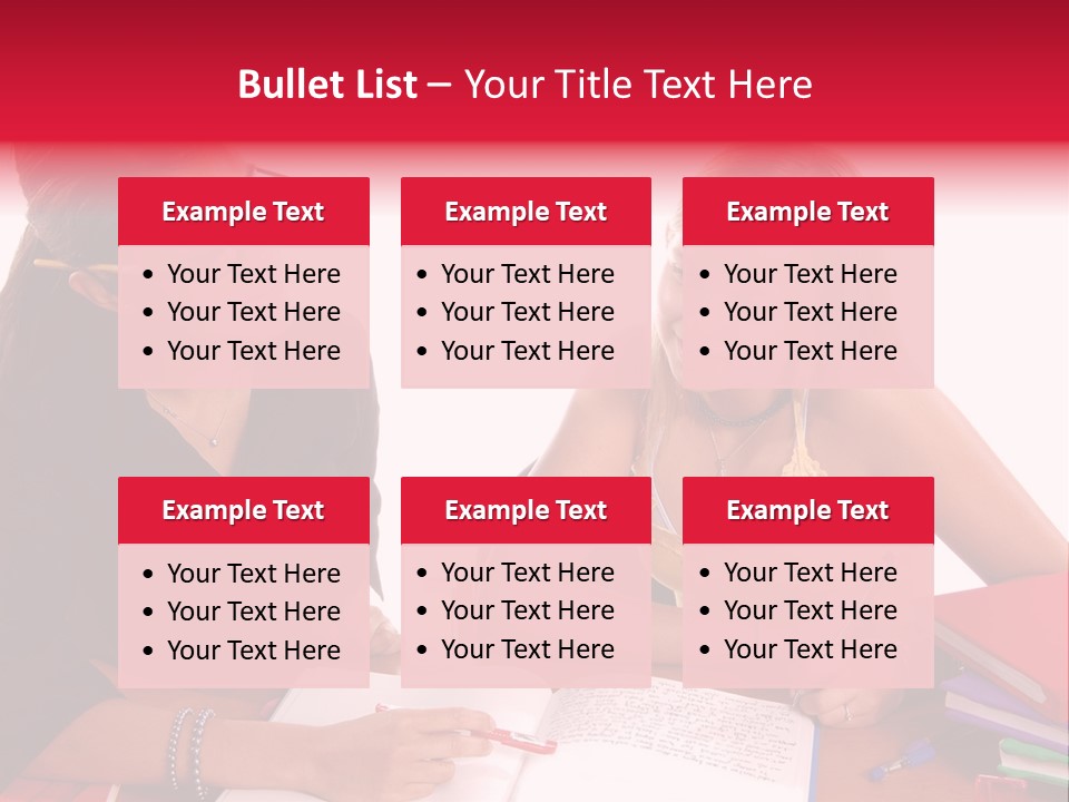 August Means Back To School, Teacher And Student Share Some One On One Instruction Time In A Classroom Environment Isolated Over White. PowerPoint Template