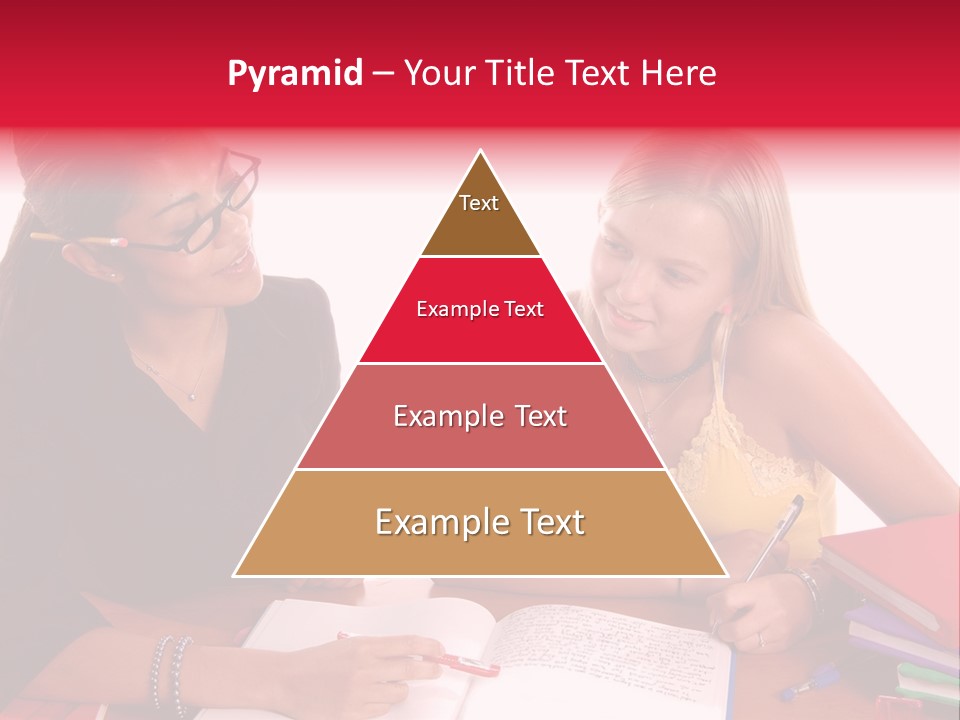 August Means Back To School, Teacher And Student Share Some One On One Instruction Time In A Classroom Environment Isolated Over White. PowerPoint Template