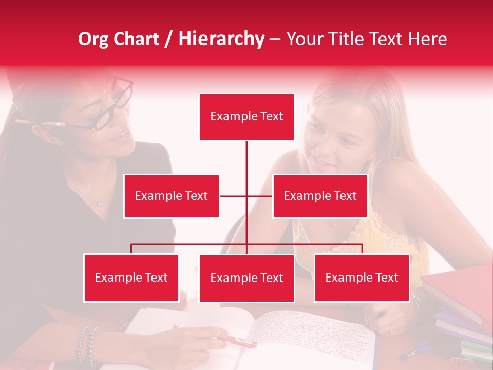 August Means Back To School, Teacher And Student Share Some One On One Instruction Time In A Classroom Environment Isolated Over White. PowerPoint Template